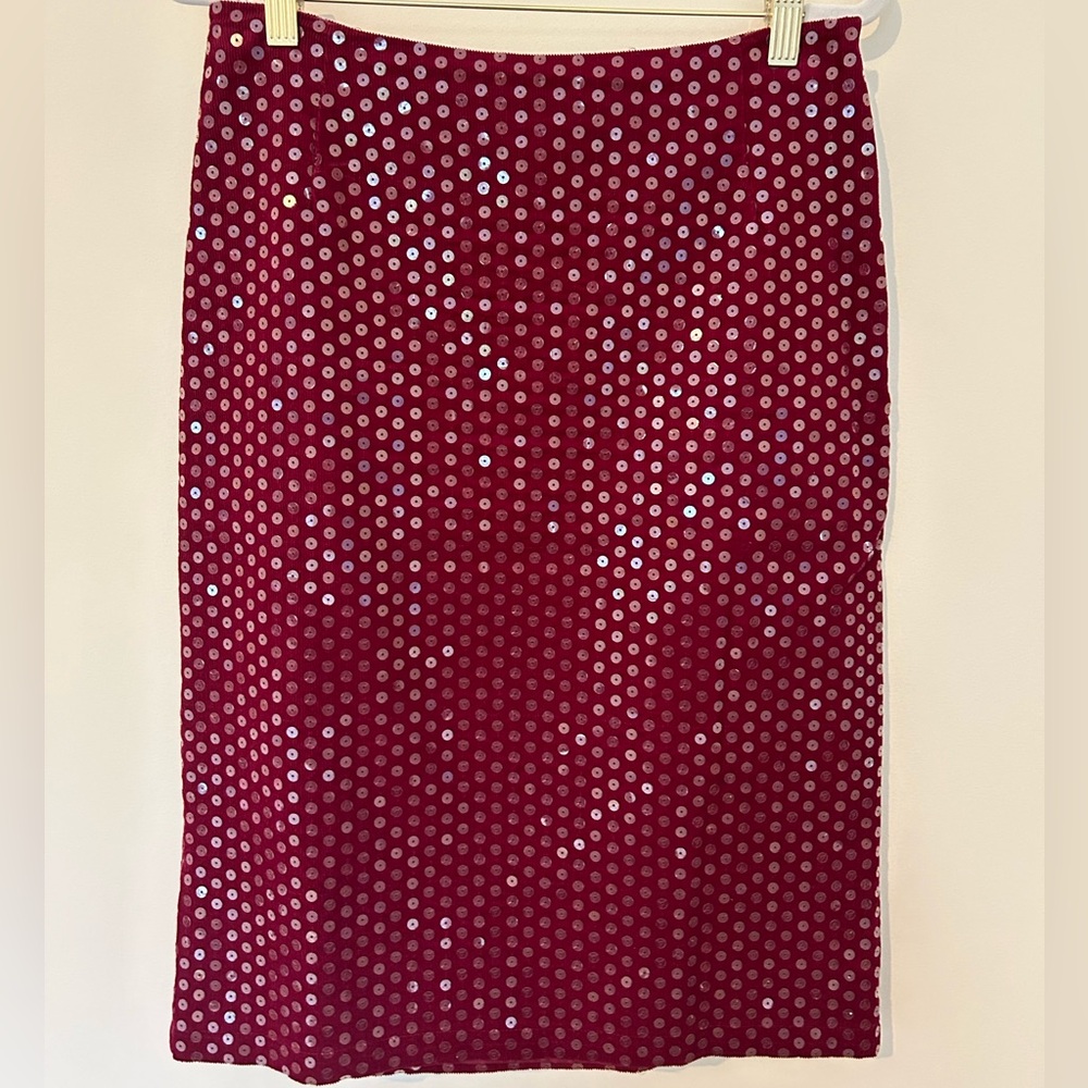 Maxou Red Sequin Pencil Skirt